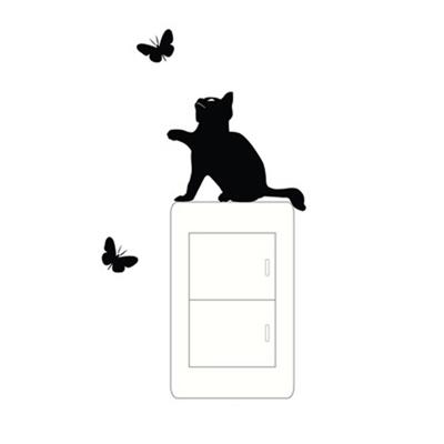 2 stuks schakelaar stickers kat flutter Butterfly creatief gesneden muur stickers kinderen kamer stickers