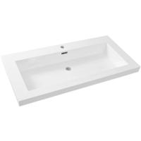 Wiesbaden Vision Wastafel Enkel - met 1 Kraangat - 100x46x5.5cm - Kunstmarmer - Glans Wit