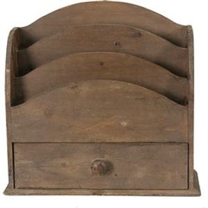 Clayre & Eef Brievenhouder 33*13*31 cm Bruin Hout Postbakje Brievenstandaard Brievenbak