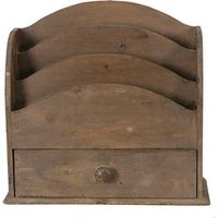 Clayre & Eef Brievenhouder 33*13*31 cm Bruin Hout Postbakje Brievenstandaard Brievenbak - thumbnail