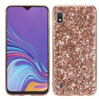 Glittery poeder schokbestendig TPU Case voor Galaxy A10 (Rose goud)