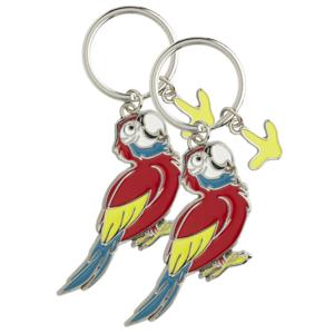 Metalen sleutelhanger van een rode papegaai - Set van 4x stuks - 5 cm - Dieren cadeau artikelen - Ki