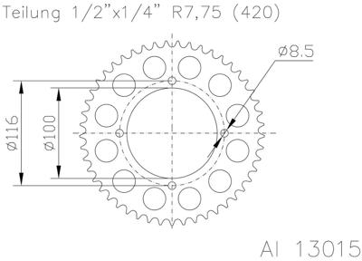 ESJOT Chain wheel 420 50z alu silver