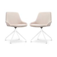 Nolon Nola-Isa Draaibare Eetkamerstoelen Beige - Wit - 2x - thumbnail