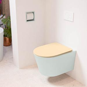 Wandcloset Mondiaz Lavie | Zonder spoelrand | Incl.Toiletzitting-Sand | Keramiek | Greey (licht grijs)