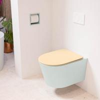 Wandcloset Mondiaz Lavie | Zonder spoelrand | Incl.Toiletzitting-Sand | Keramiek | Greey (licht grijs)
