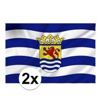 Provincie Zeeland vlag - 2x - 100 x 150 cm - blauw/wit - polyester - met ringen