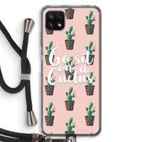 Cactus quote: Samsung Galaxy A22 5G Transparant Hoesje met koord