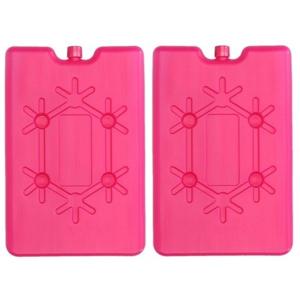 Koelelement plat - 2x - roze - 200 ml - 11 x 16 cm - koeltas/koelbox element