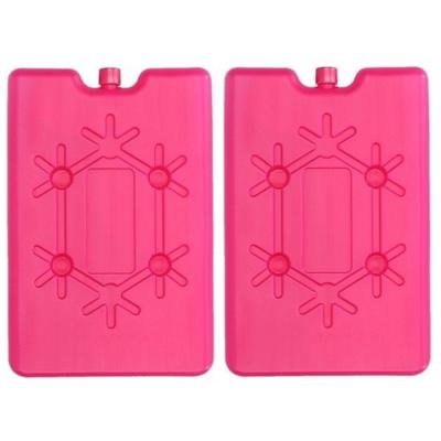 Koelelement plat - 2x - roze - 200 ml - 11 x 16 cm - koeltas/koelbox element