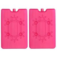 Koelelement plat - 2x - roze - 200 ml - 11 x 16 cm - koeltas/koelbox element