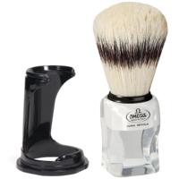 Omega scheerkwast varkenshaar met dassenhaareffect transparant + standaard 11cm