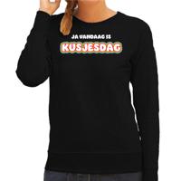 Verkleed sweater voor dames - kusjesdag - zwart - carnaval - foute party - thumbnail