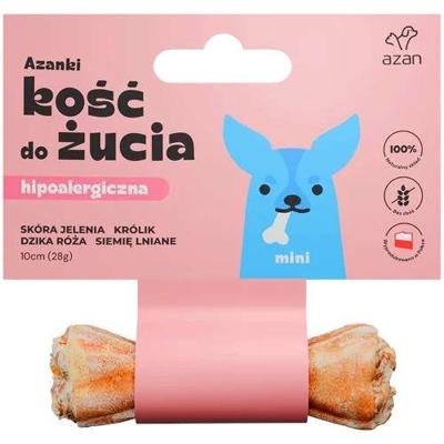 AZANKI Hypoallergene bot van hertenhuid met konijn en lijnzaad MINI - hondensnack - 10 cm