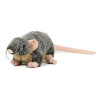 Pluche knuffel rat - 18 cm - grijs - speelgoed - thumbnail