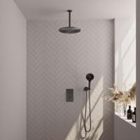 Brauer Gunmetal Carving Thermostatische Regendoucheset Inbouw - Hoofddouche 30 cm - 3 Weg - Handdouche 3 Standen - Doucheslang - Wandaansluitbocht - Gunmetal