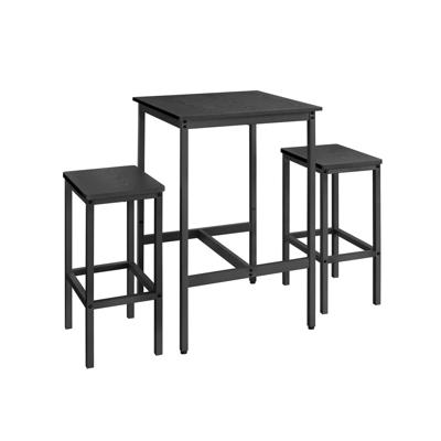 Eettafel met 2 stoelen, ebbenhout zwart + inktzwart