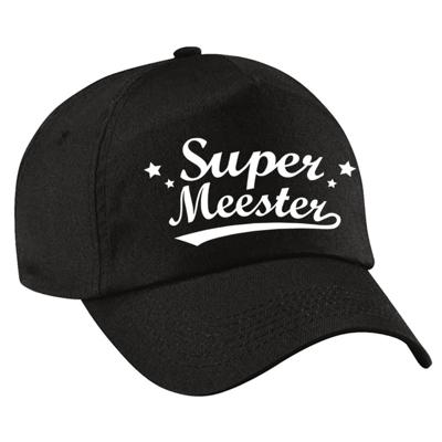 Super meester cadeau petje - baseballcap - zwart - heren - voor meesters - leraren - leerkrachten