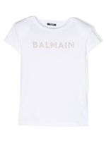 Balmain Kids t-shirt en coton à logo strassé - Blanc - thumbnail