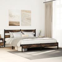Bedframe zonder matras metaal gerookt eikenkleurig 193x203 cm