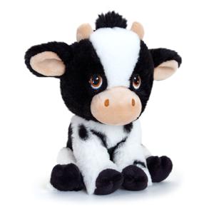 Pluche knuffel Koe - zwart/wit - 18 cm - knuffeldieren van de boerderij