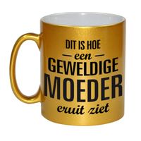 Gouden geweldige moeder cadeau koffiemok / theebeker 330 ml - thumbnail