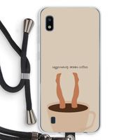 Aggressively drinks coffee: Samsung Galaxy A10 Transparant Hoesje met koord Aggressively drinks coffee: Samsung Galaxy A10 Transparant Hoesje met koord