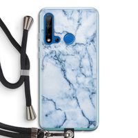 Blauw marmer: Huawei P20 Lite (2019) Transparant Hoesje met koord Blauw marmer: Huawei P20 Lite (2019) Transparant Hoesje met koord