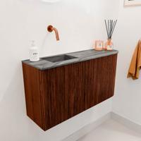 Toiletmeubel Mondiaz Joya Dlux | 81.6 cm | Meubelkleur Ruby | Faye wastafel Sombra Wasbak Links | Zonder kraangat(en)