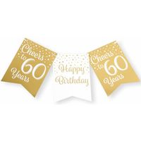 Paperdreams Verjaardag Vlaggenlijn 60 jaar - Gerecycled karton - wit/goud - 600 cm - Vlaggenlijnen