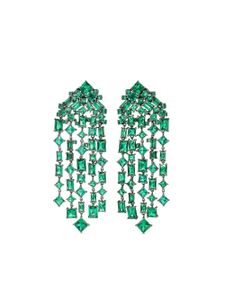 Anabela Chan boucles d'oreilles Cascade en or vermeil blanc 18ct - Vert