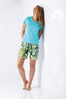 Stijlvolle Hajo dames shortama blauw en groen