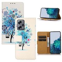 Glam Series Xiaomi Redmi Note 11T Pro/12T Pro Wallet Case - Bloeiende Boom / Blauw