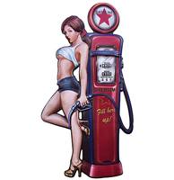 Pin-up Gasoline Benzinepomp Fill Her Up Metalen Bord Met Relief XL 37 x 80 cm