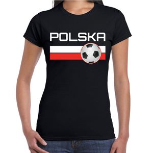 Polska / Polen voetbal / landen t-shirt zwart dames