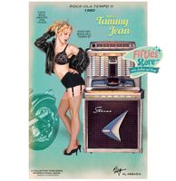 Rock-Ola Tempo II Jukebox Pin-Up Miss Tammy Jean Zwaar Metalen Bord 44,5 x 29 cm - thumbnail