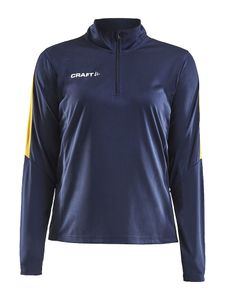 Craft 1905625 Progress Halfzip Tee LS W - Navy/Yellow - XS