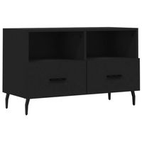 The Living Store Tv-meubel 80x36x50 cm bewerkt hout zwart - Kast