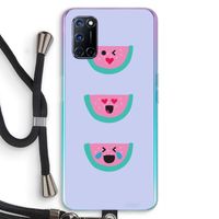 Smiley watermeloen: Oppo A72 Transparant Hoesje met koord