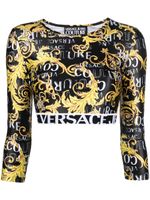 Versace Jeans Couture haut crop à logo imprimé en all over - Noir - thumbnail