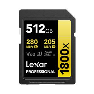 Lexar 1800x SDXC 512GB C10 U3 V60 Professional geheugenkaart