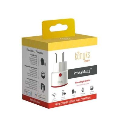 WiFi + BT 16A aangesloten stopcontact met verbruiksmeter - Konyks Priska Max 3 FR