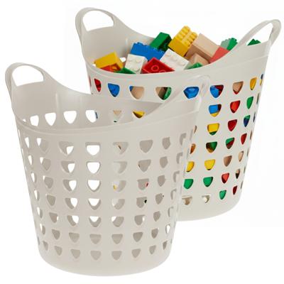 Storage solutions Speelgoedmand - 2x - beige - 26 liter - kunststof - 40 x 41 cm