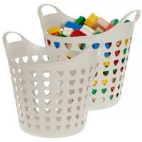 Storage solutions Speelgoedmand - 2x - beige - 26 liter - kunststof - 40 x 41 cm