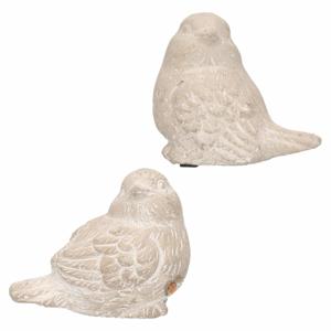 Mussen Vogels - 2x - beton - 8 cm - wit - dierenbeelden - tuin/woon decoratie