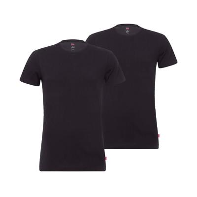 Levi's Men Solid Crew 2-Pack Jet Black -M