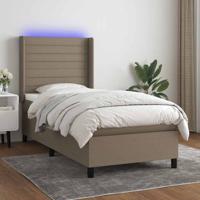 Boxspring met matras en LED stof taupe 90x190 cm