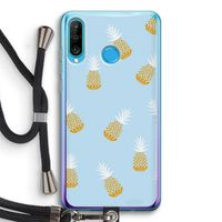 Ananasjes: Huawei P30 Lite Transparant Hoesje met koord Ananasjes: Huawei P30 Lite Transparant Hoesje met koord