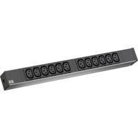 Bachmann 333.408 19 inch Stekkerdoos voor patchkast 1 HE Apparaatcontactdoos C13 10A Zwart, Aluminium-zilver