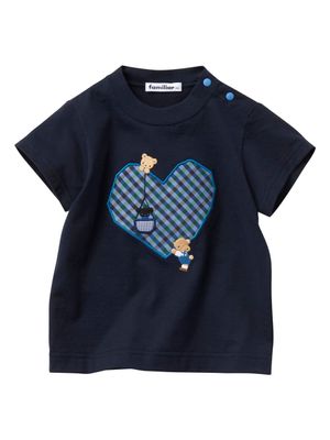 familiar t-shirt en coton à détail appliqué - Bleu
